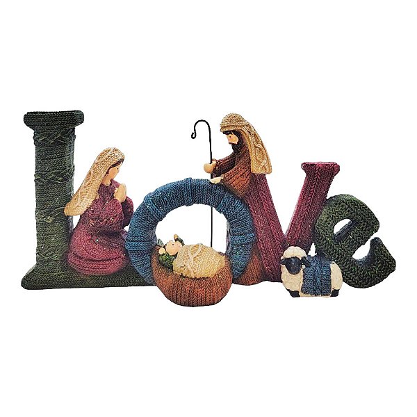 Enfeite de Natal em Resina - Sagrada Família e Love - 24x13cm - 1 unidade - Rizzo