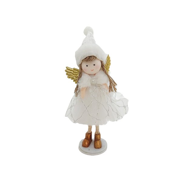 Enfeite de Natal - Fada Branca - 16cm - 1 unidade - Cromus - Rizzo