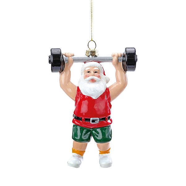 Enfeite de Natal para pendurar - Papai Noel Academia - 13cm - 1 unidade - Cromus - Rizzo