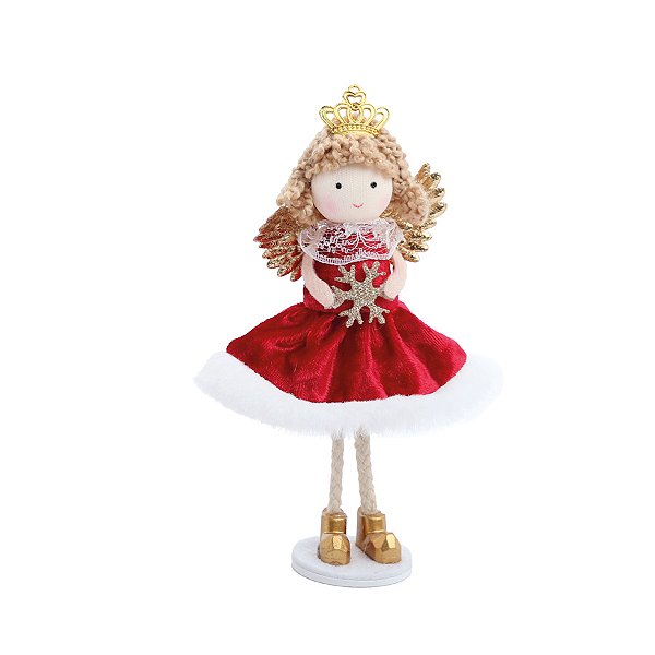 Enfeite de Natal - Anjo Vermelho Floco de Neve - 16cm - 1 unidade - Cromus - Rizzo
