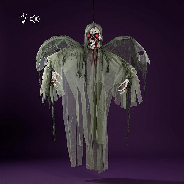 Enfeite Decorativo de Halloween com Luz e Som - Caveira Dylan - 160cm - 1 unidade - Cromus - Rizzo