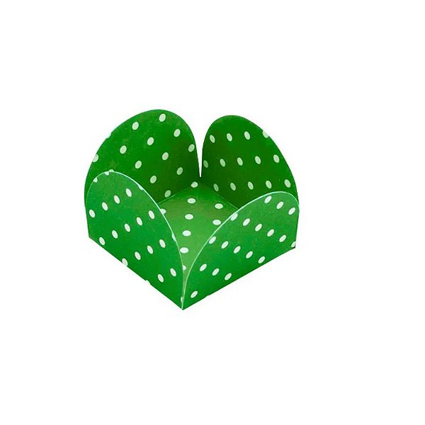 Forminhas para Doces 4 Pétalas Poá Verde Bandeira e Branco 50 unidades NC Toys