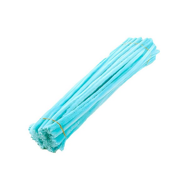 Haste de Chenille 30cm - Azul Claro - 100 unidades - Rizzo