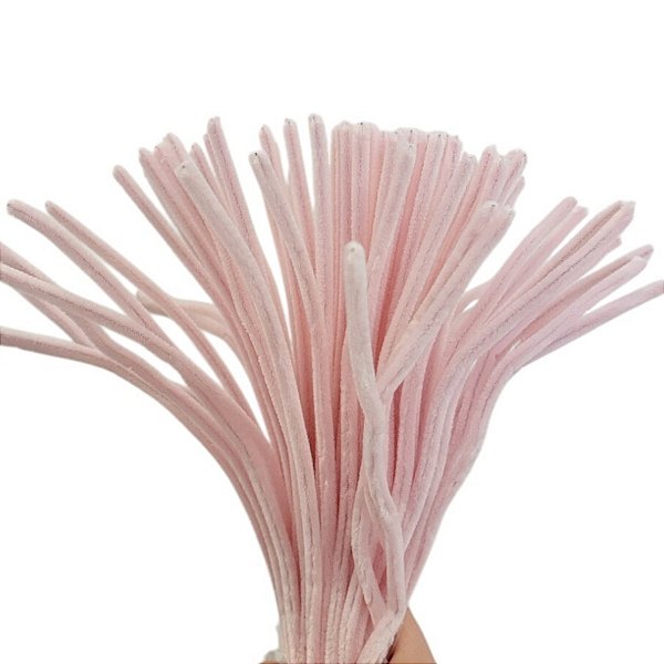Haste de Chenille 30cm - Rosa Bebê - 100 unidades - Rizzo