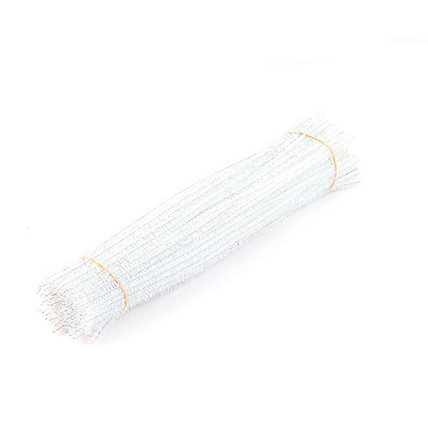 Haste de Chenille Glitter 30cm - Branco - 100 unidades - Artlille - Rizzo