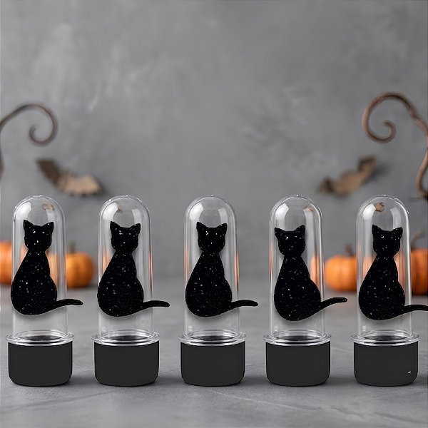 Mini Tubete com Aplique - Gato Halloween - Preto - 10 unidades - Rizzo