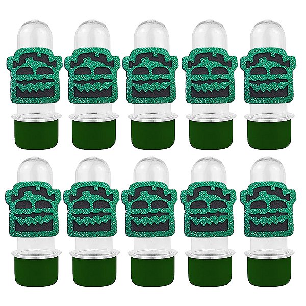 Mini Tubete com Aplique - Frankenstein Halloween - Verde - 10 unidades - Rizzo