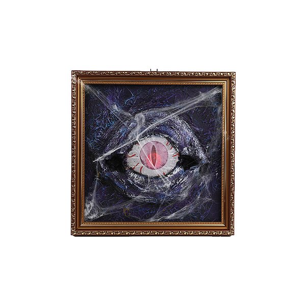Enfeite Decorativo de Halloween - Quadro Olho Sombrio com LED - 34cm - 1 unidade - Cromus - Rizzo