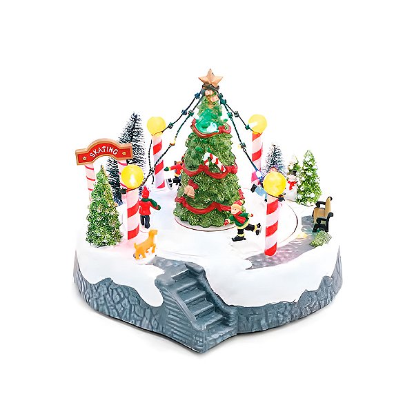 Cenario de Natal - Arvóre com Som, Luz e Movimento de Natal - 18x22cm  - 1 unidade - Cromus - Rizzo