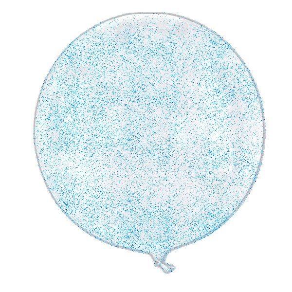 Balão Bubble Transparente com Glitter Azul Claro - 11" 26cm - 1 unidade - PartiuFesta - Rizzo