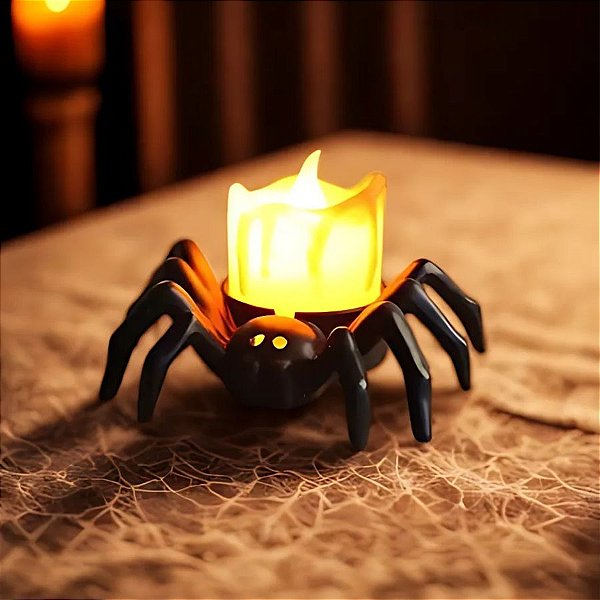 Enfeite Decorativo de Halloween - Aranha Vela com Luz - 1 unidade - Rizzo