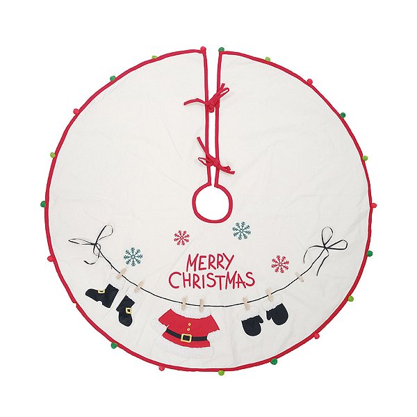 Saia Para Árvore de Natal Varal - Branco e Vermelho - 120cm  - 1 unidade - Cromus - Rizzo
