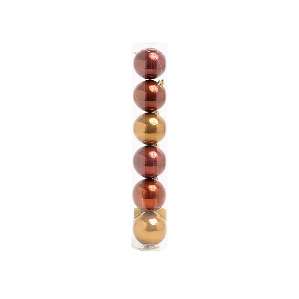Bolas de Natal em Tubo - Bordo, Cobre e Marfim- 4cm - 6 unidades - Cromus - Rizzo