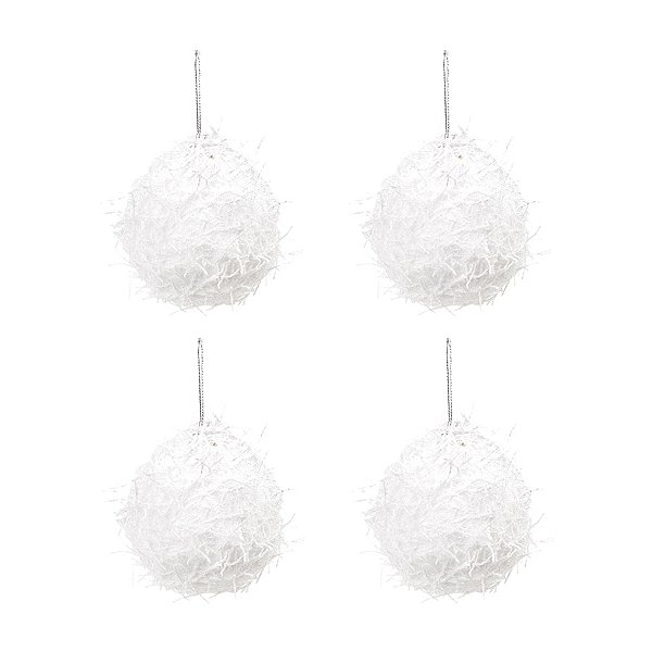 Bola de Natal Paetê - Branco - 10cm  - 4 unidades - Cromus - Rizzo