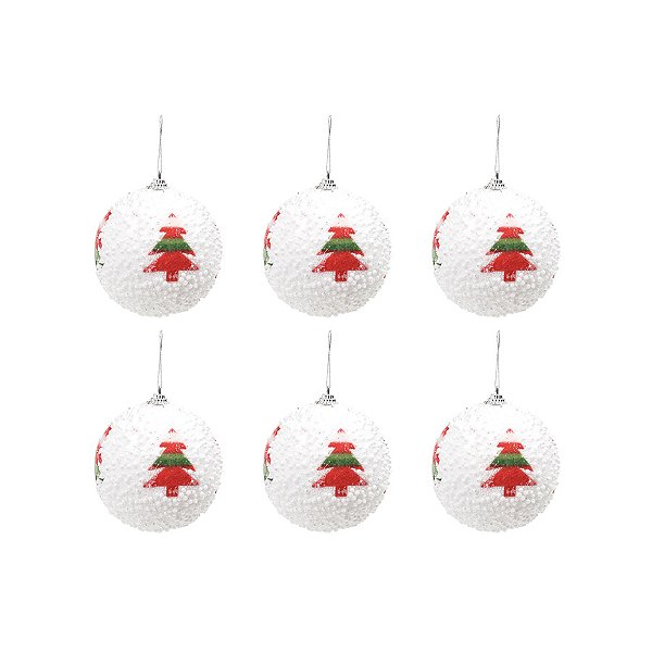 Bola de Natal Decorada - Árvore Colorida - 8cm  - 6 unidades - Cromus - Rizzo