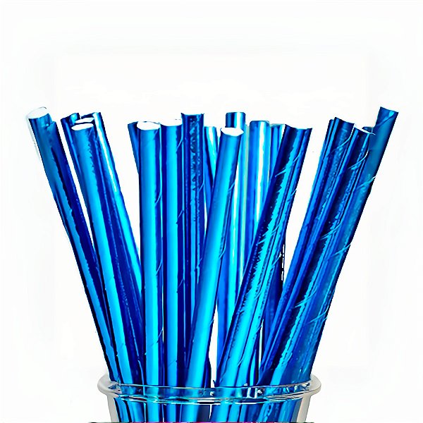 Canudo de Papel Metalizado - Azul - 25 unidades - Rizzo