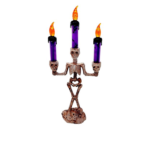 Candelabro de Halloween com Vela Led - Roxo - 35x9cm - 1 unidade - Rizzo - Rizzo