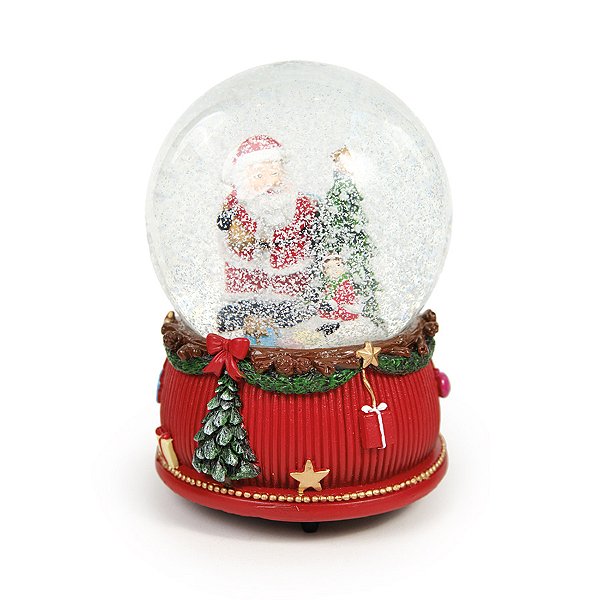 Enfeite Decorativo de Natal - Globo de Neve com Noel Com Som - 14cm - 1 unidade - Cromus - Rizzo