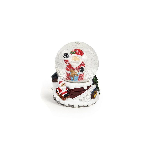 Enfeite Decorativo de Natal - Globo de Neve com Papai Noel Presente - 6cm  - 1 unidade - Cromus - Rizzo