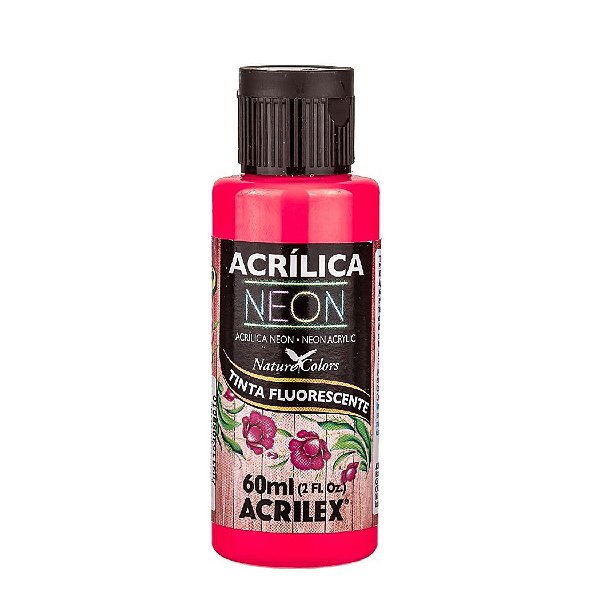 Tinta Fluorescente Neon 60ml - Vermelho - 1 unidade - Acrilex - Rizzo