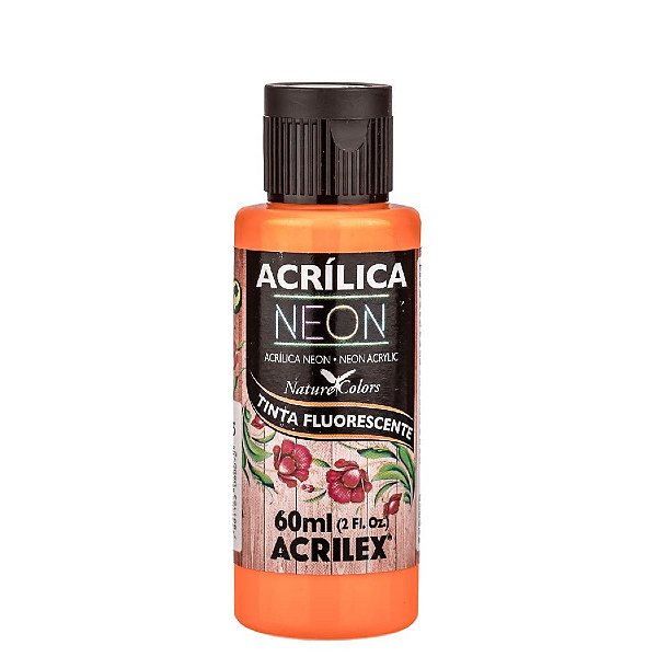 Tinta Fluorescente Neon 60ml - Laranja - 1 unidade - Acrilex - Rizzo