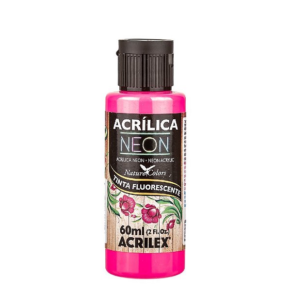 Tinta Fluorescente Neon 60ml - Rosa Maravilha  - 1 unidade - Acrilex - Rizzo