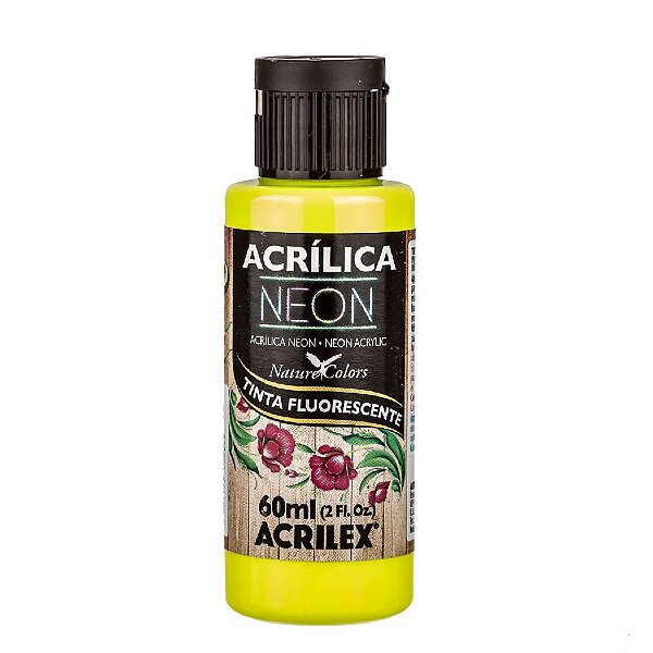 Tinta Fluorescente Neon 60ml - Amarelo Limão  - 1 unidade - Acrilex - Rizzo