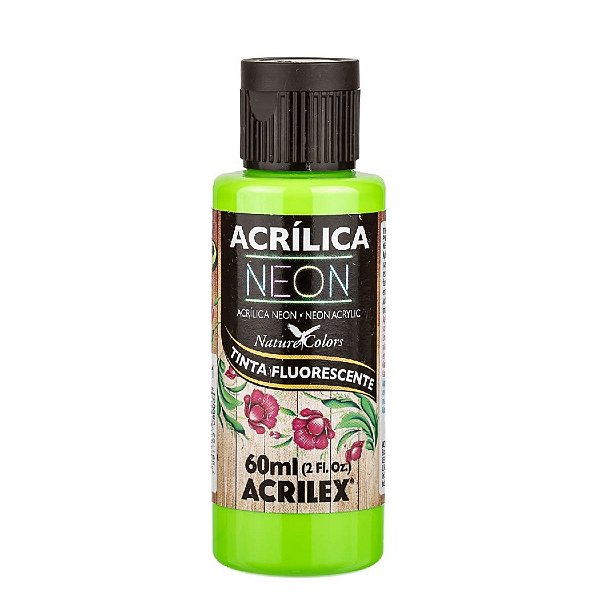 Tinta Fluorescente Neon 60ml - Verde  - 1 unidade - Acrilex - Rizzo