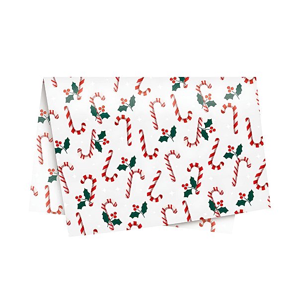 Papel de Seda - 49x35cm - Candy Cane de Natal  - 1 unidade - Cromus - Rizzo