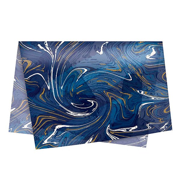 Papel de Seda - 49x69cm - Marmorizado Azul - 10 unidades - Cromus - Rizzo