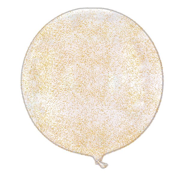 Balão Bubble Transparente com Glitter Dourado - 11" 26cm - 1 unidade - Rizzo