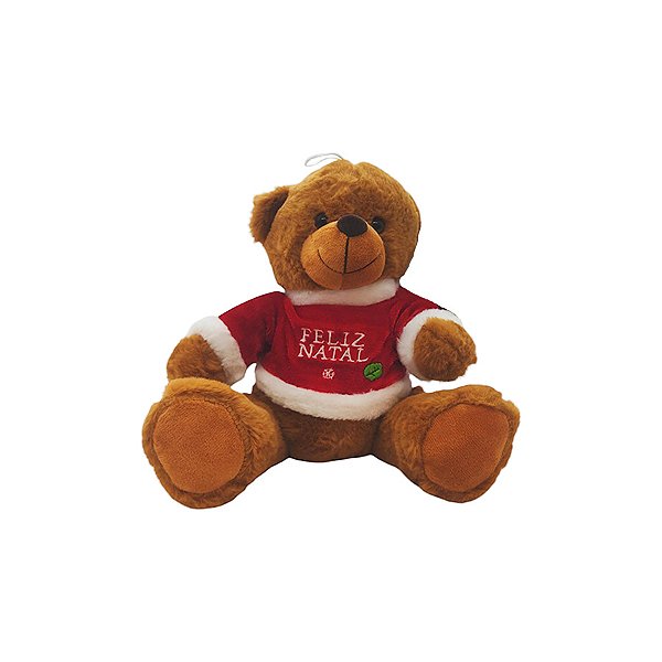 Urso de Pelúcia Marrom Feliz Natal - 23cm - 1 unidade - Rizzo