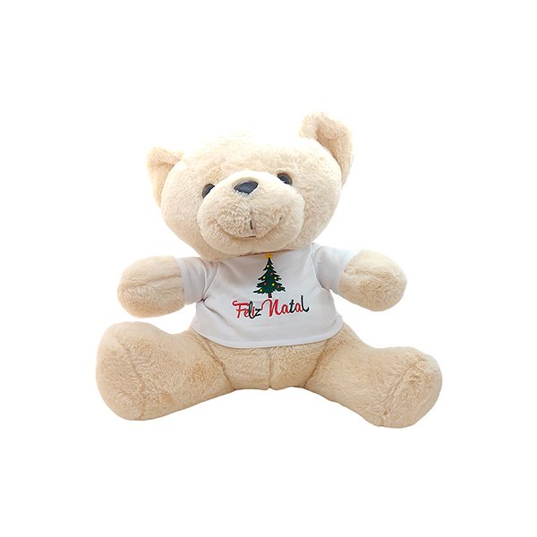 Urso de Pelúcia com Camiseta - Feliz Natal - 28cm - 1 unidade - Rizzo