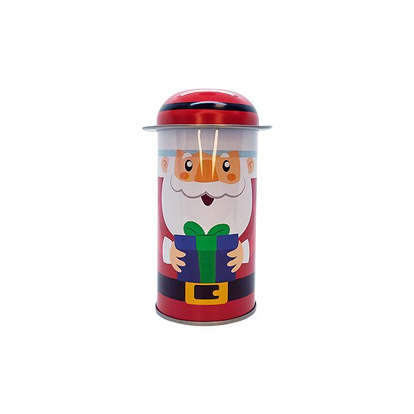 Lata de Metal de Natal - Papai Noel Presente - 11cm - 1 unidade - Rizzo