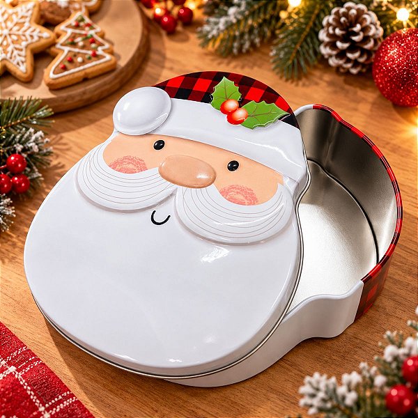 Lata de Metal de Natal - Papai Noel - 10,5x12,5x5cm - 1 unidade - Rizzo