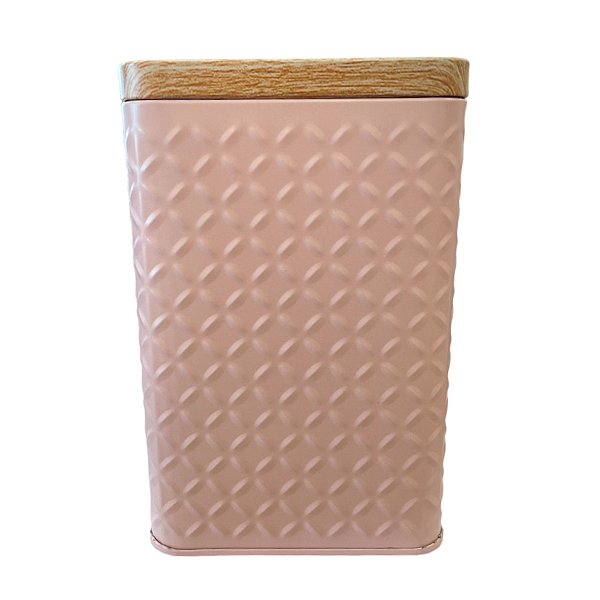 Lata de Metal Quadrada Texturizada - Rosa - 10,5x16cm - 1 unidade - Rizzo
