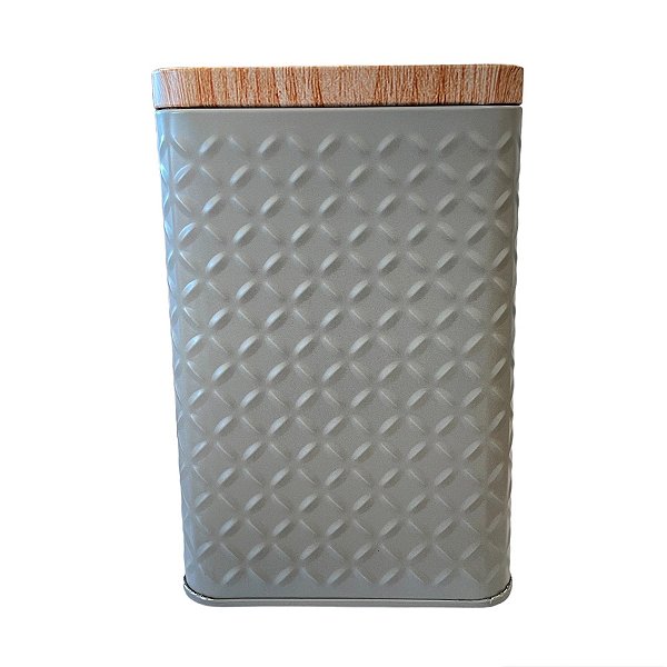 Lata de Metal Quadrada Texturizada - Cinza - 10,5x16cm - 1 unidade - Rizzo