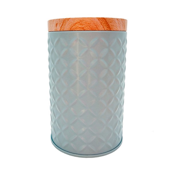 Lata de Metal Redonda Texturizada - Azul - 11,5x7cm - 1 unidade - Rizzo