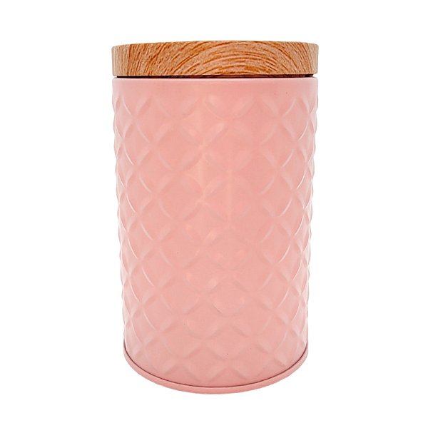 Lata de Metal Redonda Texturizada - Rosa - 11,5x7cm - 1 unidade - Rizzo