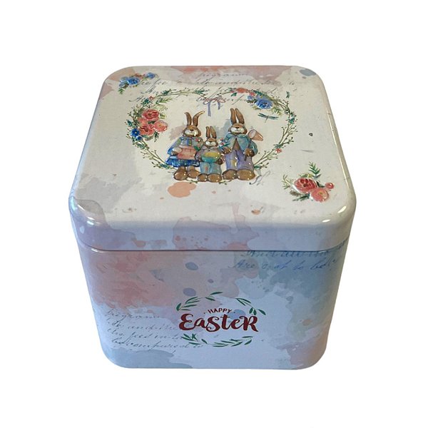 Lata de Metal de Páscoa - Família de Coelhos - 6,5x7,5cm - 1 unidade - Rizzo