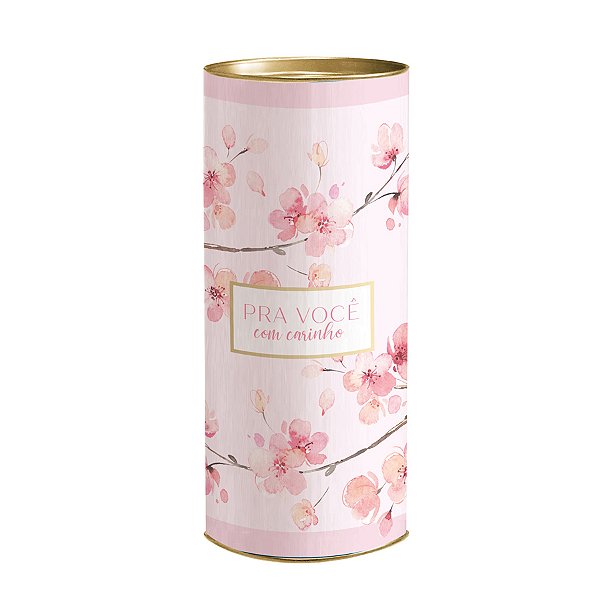 Lata para Presente Rígida - Pra Você com Carinho Rosa Claro - 1 unidade - Cromus - Rizzo