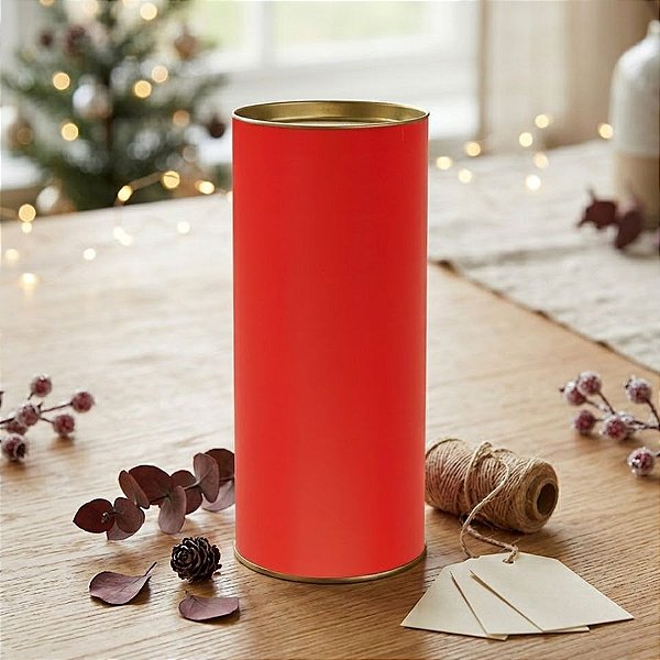 Lata para Presente Rígida - Liso Vermelho - 1 unidade - Cromus - Rizzo