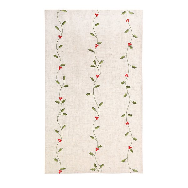 Caminho Mesa de Natal - Azevinhos Creme, Verde, Vermelho - 35x175cm - 1 unidade - Cromus - Rizzo