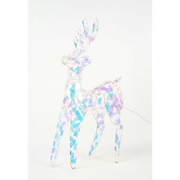 Enfeite de natal - Rena Nacarado em Pé com Led Branco - 40cm - 1 unidade - Cromus - Rizzo