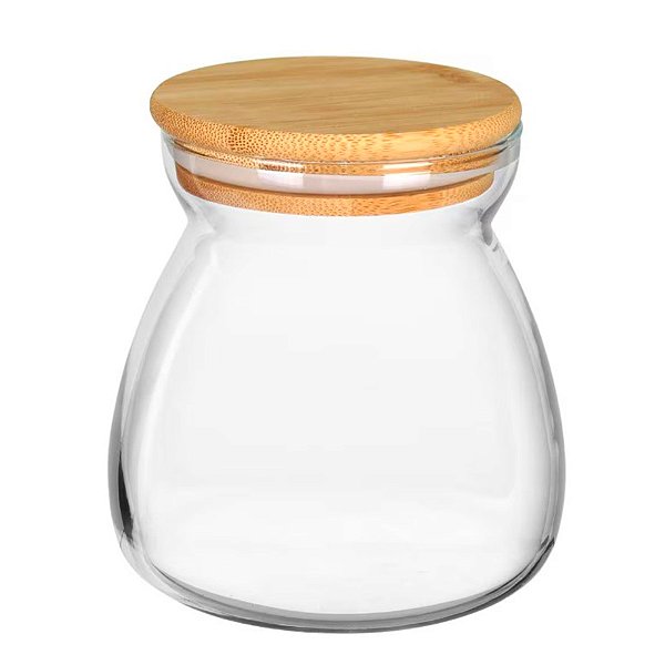 Pote de Vidro Hermético com Tampa de Bambu - 16cm - 1,20l - 1 unidade - Rizzo