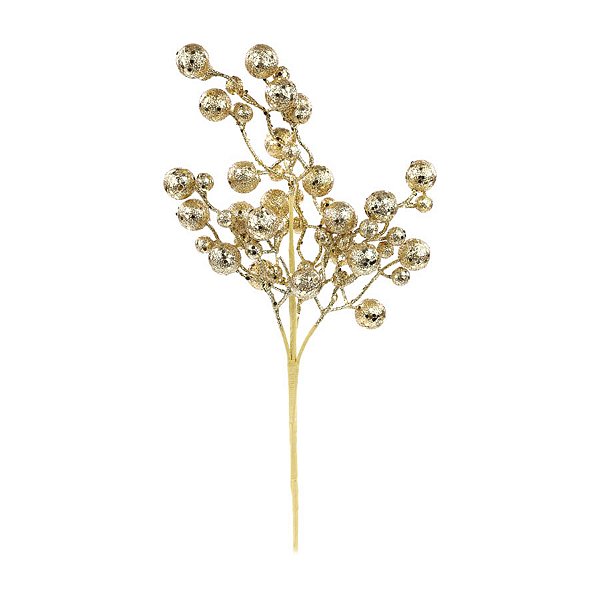 Galho Decorativo - Frutinhas Douradas - 49cm - 1 unidade - Cromus - Rizzo