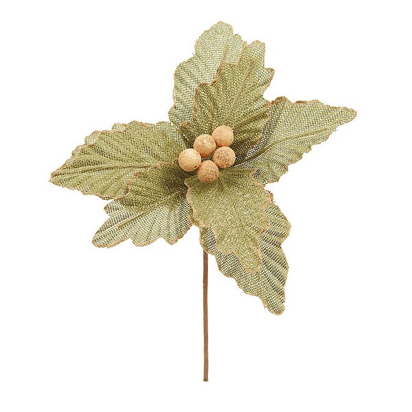 Poinsétia Decorativa - Juta Verde - 20cm - 1 unidade - Cromus - Rizzo