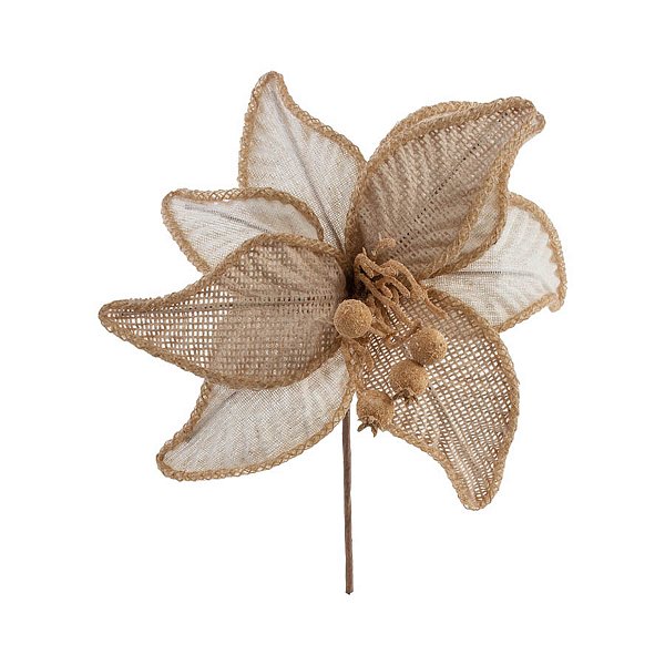 Poinsétia Decorativa - Juta e Corda - 28cm - 1 unidade - Cromus - Rizzo