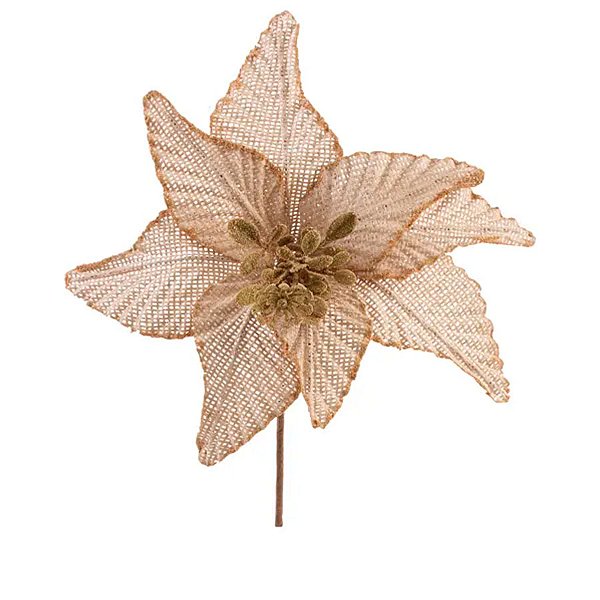 Poinsétia Decorativa - Juta Cru - 27cm - 1 unidade - Cromus - Rizzo