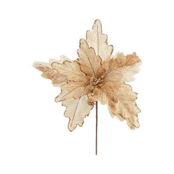 Poinsétia Decorativa - Com Frutinhas Juta Cru - 30cm - 1 unidade - Cromus - Rizzo